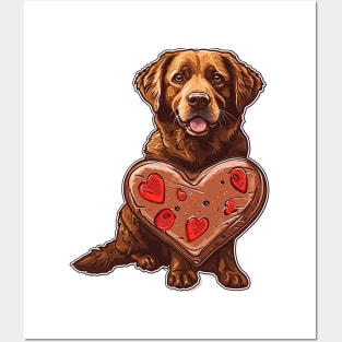 Valentine Golden Retriever Shaped Chocolate Posters and Art